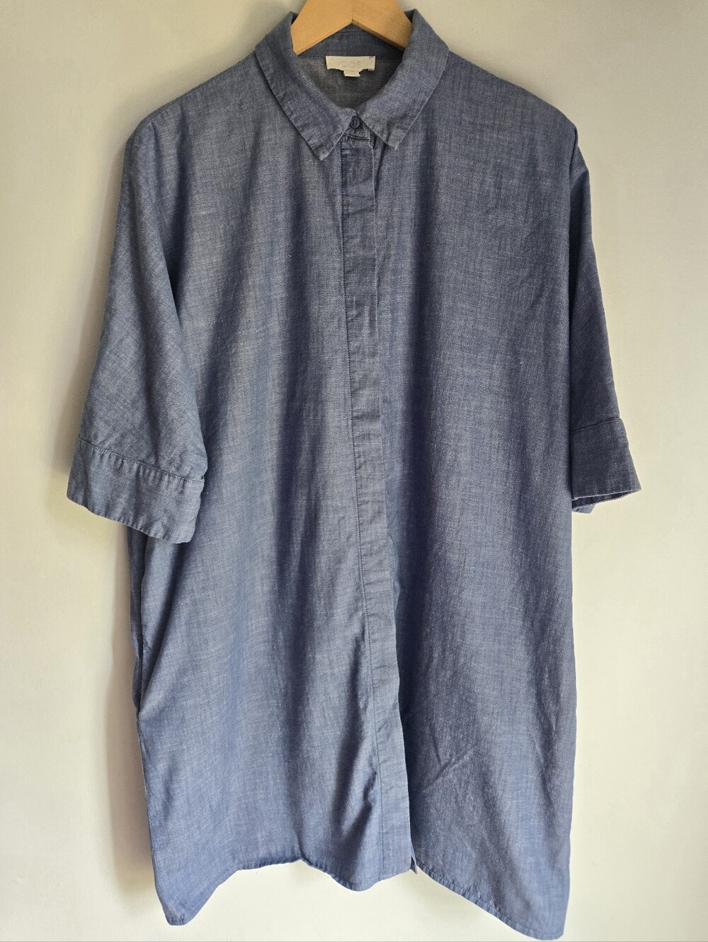 COS Lightweight Blue Cotton Open Front Shirt Dress